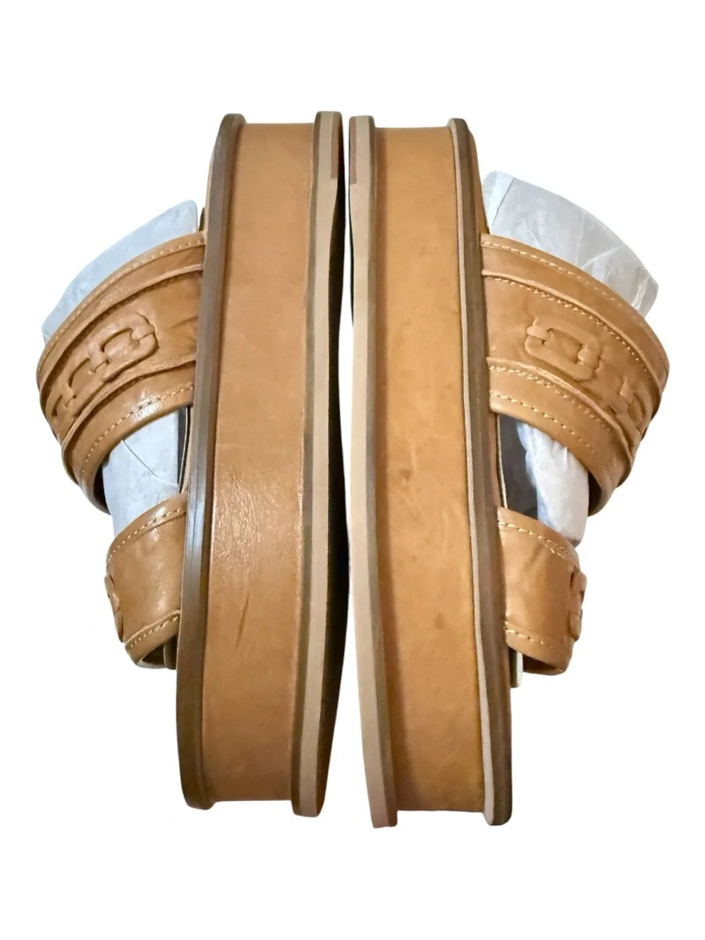 Kelsi Dagger Brooklyn Drift Tan Leather Platform Sandals Size 10 NIB
